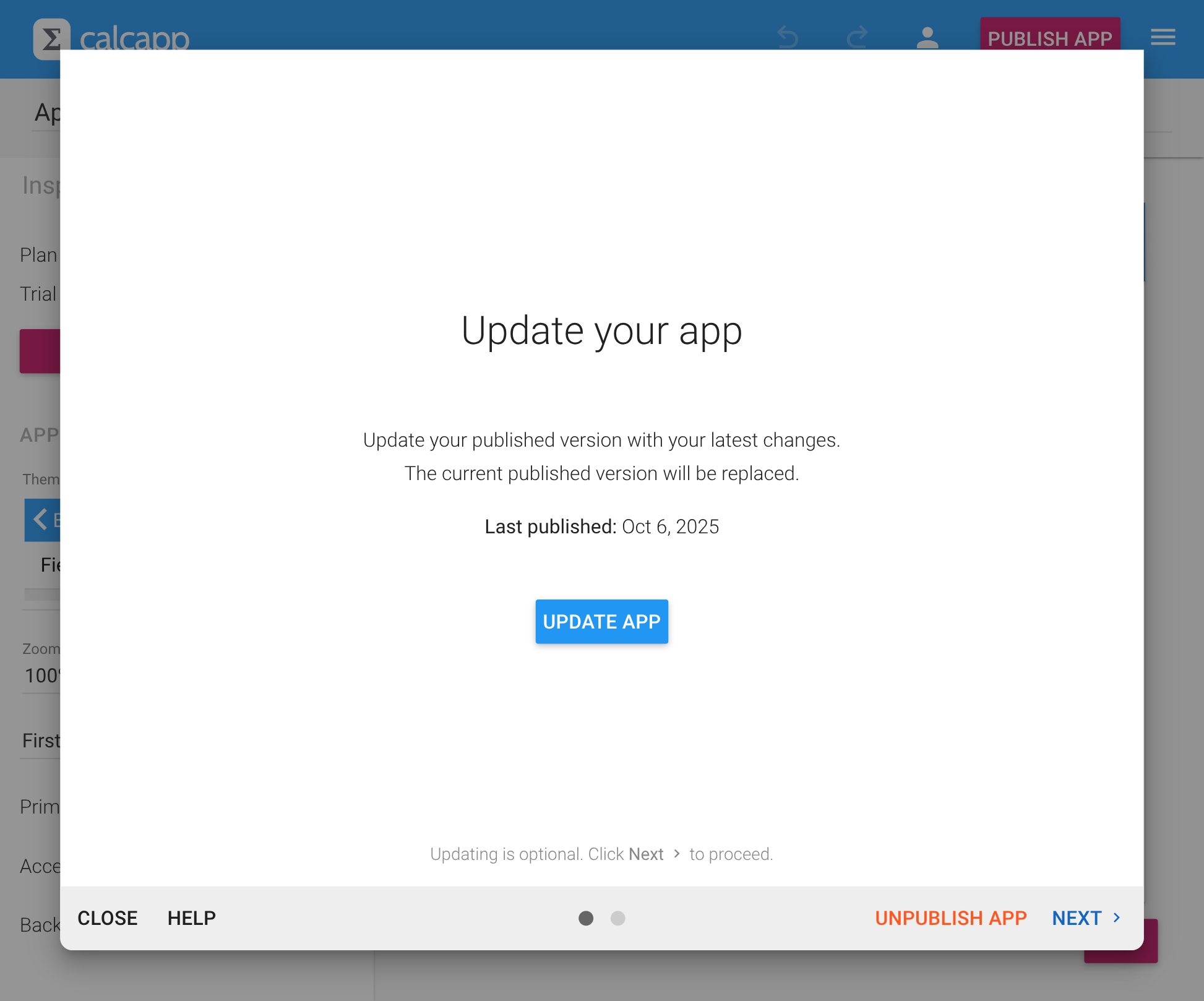 Publishing a previously published app