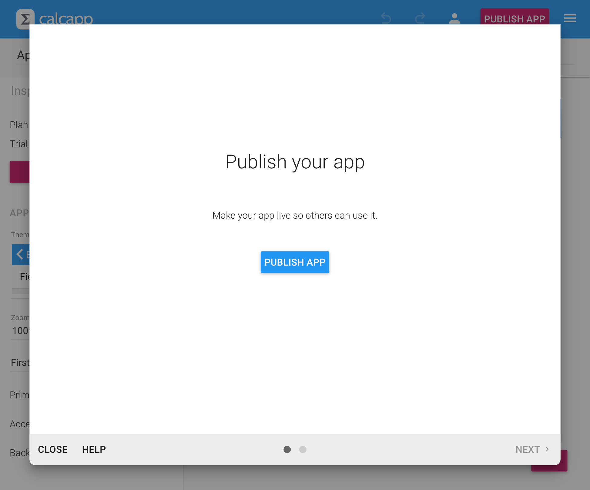 Publishing a previously unpublished app